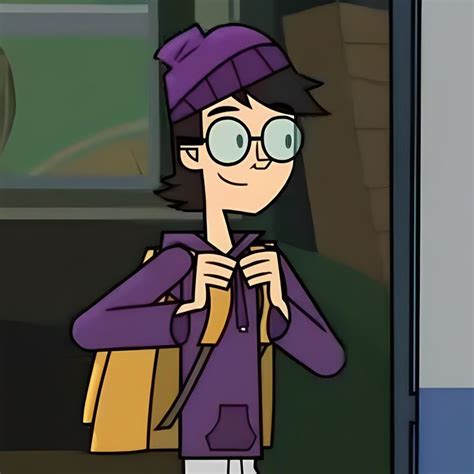 a cartoon character wearing glasses and a purple jacket