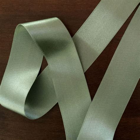 Sage Green Double Face Silk Satin Ribbon 36mm (1 1/2") - Renaissance Fabrics