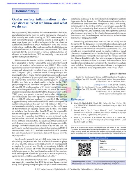 (PDF) Ocular surface inflammation in dry eye disease: What we know and what we do not