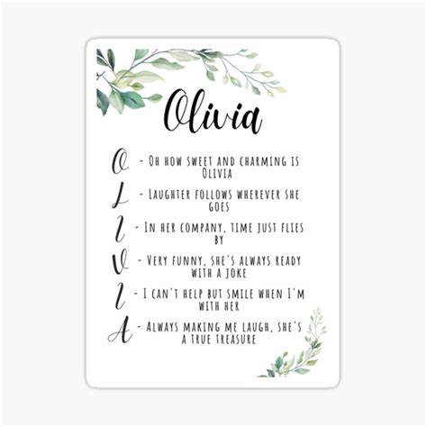 "Stylish Design - Olivia Acrostic Poem" Sticker for Sale by ...