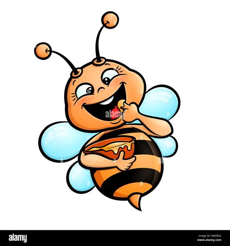 Honey bee. Vector cartoon clipart of a happy fat honey bee flying ...