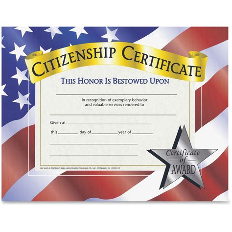 Hayes Citizenship Certificate, 8-1/2 X 11 in, Paper, Pack of 30 - Walmart.com - Walmart.com