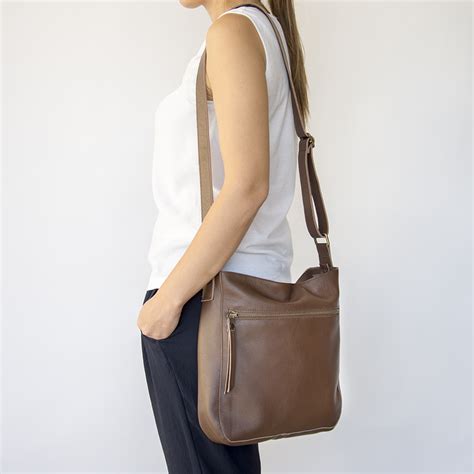 Brown Leather Crossbody Bag With Outside Pocket | Laroll Bags