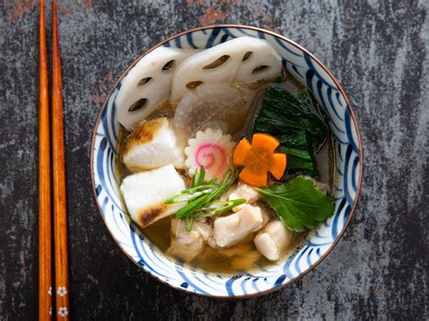 Ozoni (Japanese New Year's Soup) With Mochi, Chicken, and Vegetables Recipe