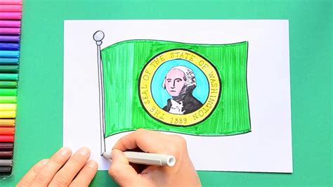 How to draw the Flag of Washington State, USA - YouTube