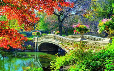 HD wallpaper: Bridges, Central Park, Flower, Garden, Man Made, Spring ...