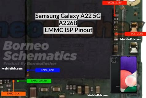 Samsung Galaxy A22 5G A226B EMMC ISP Pinout | Test Point Image