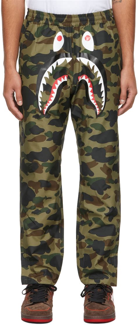 Green 1st Camo Shark Lounge Pants by BAPE on Sale