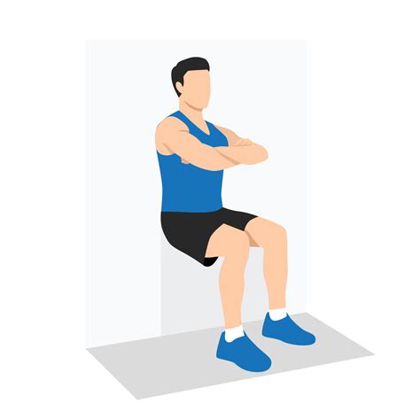 Man doing wall sit exercise. Flat vector illustration isolated on white background 17582383 ...
