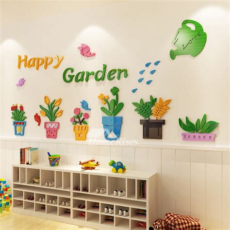 Vinyl Wall Decor Stickers 3D Acrylic For Kids Flower Kindergarten ...