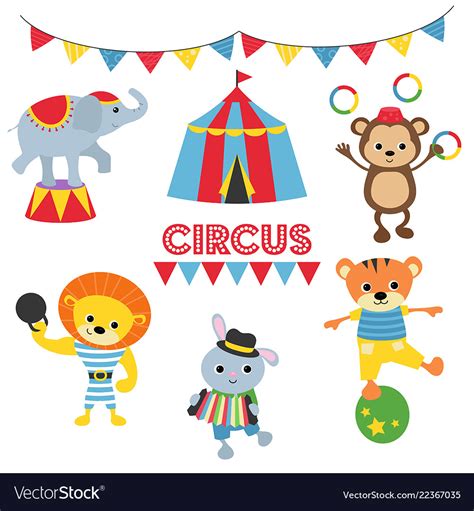 Set of circus animals of circus animals Royalty Free Vector