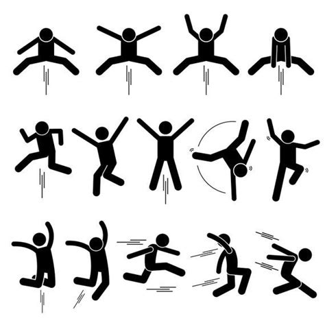 Stick Figure Stickman Stick Man People Person Poses Postures Jump ...