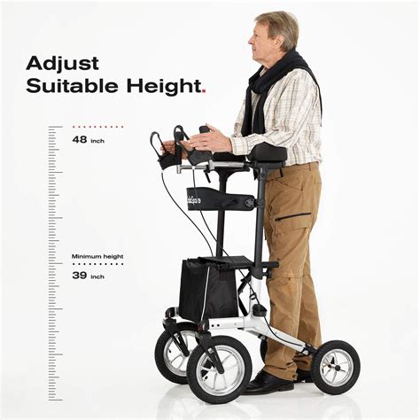 Buy OasisSpace Pneumatic Upright Walker，All Terrain Up Rollator with Seat，Tall Rolling Walker ...