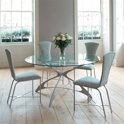 Round dining table glass flower elegant | Glass round dining table, Kitchen table settings ...