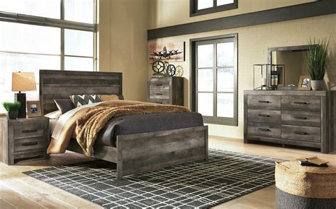 Modern Rustic Brown Gray Finish Bedroom Furniture - MEDINA 5pc King Size Bed Set - Bedroom Sets