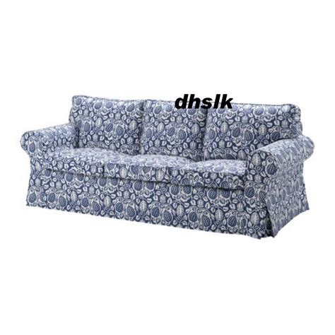 Ikea EKTORP 3 Seat Sofa COVER KLINTBO BLUE Slipcover FLORAL Bezug