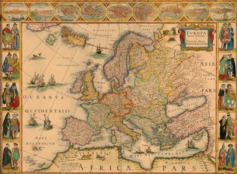 Old map of Europe, Renaissance period Old Maps, Antique Maps, Vintage World Maps, Genealogy Map ...