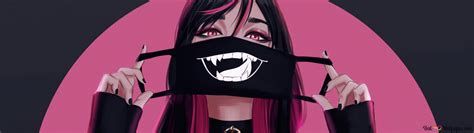 Anime Girl Mask Art 4K wallpaper download