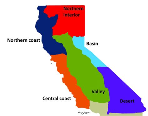 Map of California regions. | Download Scientific Diagram