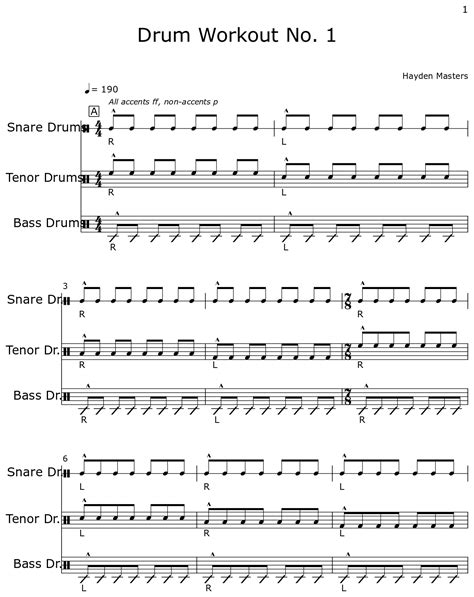 Drum Workout No. 1 - Sheet music for Marching Snare Drums, Marching ...