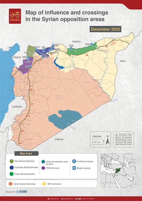 Map of influence and crossings in the Syrian opposition areas