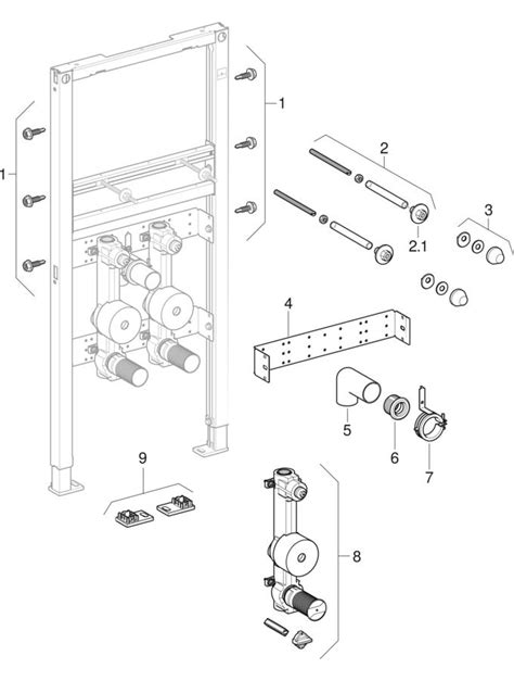 Spare parts for: Geberit Duofix elements for washbasin, deck-mounted ...