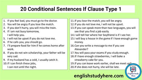 20 Conditional Sentences If Clause Type 1 - English Study Here