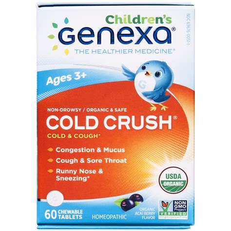 Genexa Homeopathic Cold Crush for Children - Organic Kids Cold & Cough Medicine - Physician ...