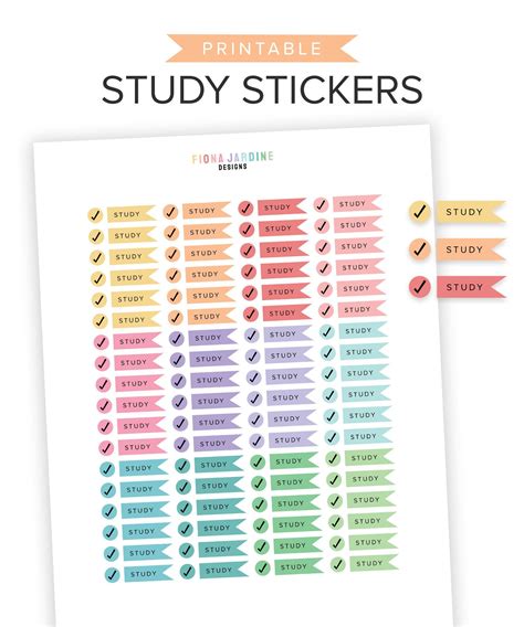 Printable Study Stickers Study Planner Stickers Colorful - Etsy ...