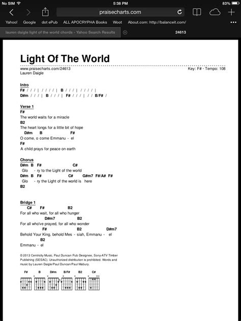 Light Of The World Guitar Chords - Sheet and Chords Collection