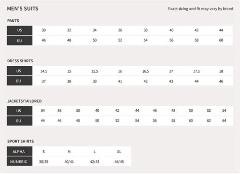 Hugo Boss Size Chart