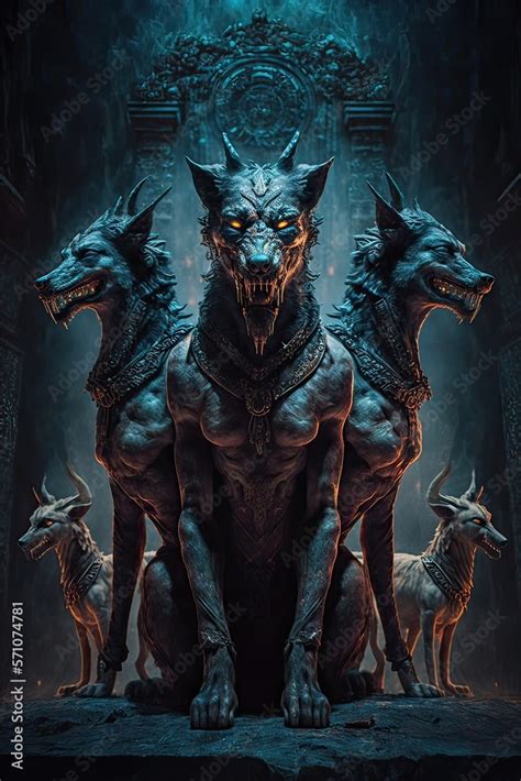 Cerberus, the hound of Hades, from Greek mythology is the guardian to the entrance to the ...