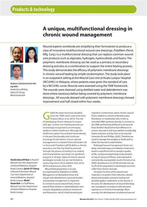 A unique, multifunctional dressing in chronic wound management – Wounds ...