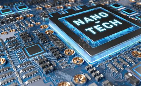 Close-up View on a Nanotechnology Electronic System 3D Rendering Stock Illustration ...