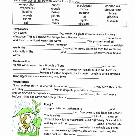 Water Cycle Worksheet Grade 4