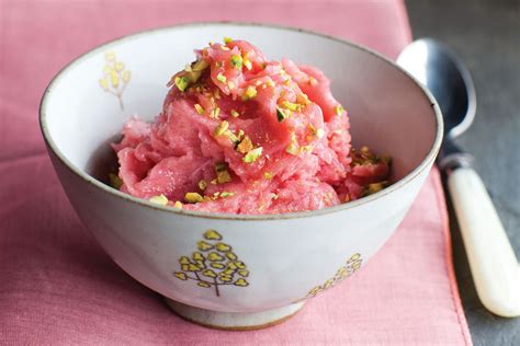 Rhubarb and Rose Water Sorbet with Rice Noodles (Faloodeh) : Foodwise