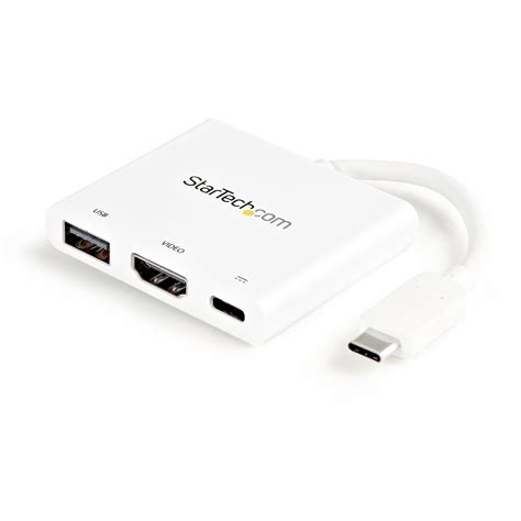 Startech .com .com USB C Multiport Adapter with HDMI 4K & 1x USB 3.0PDMac & WindowsWhite USB ...