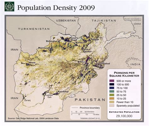 Afghanistan population density 2009