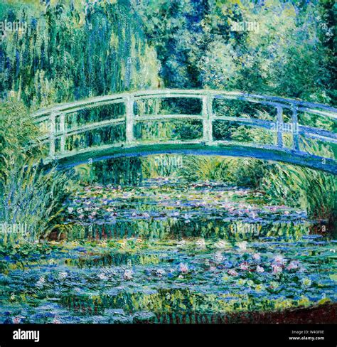 Claude Monet, paisaje pintura, lirios de agua y puente japonés, 1899 ...