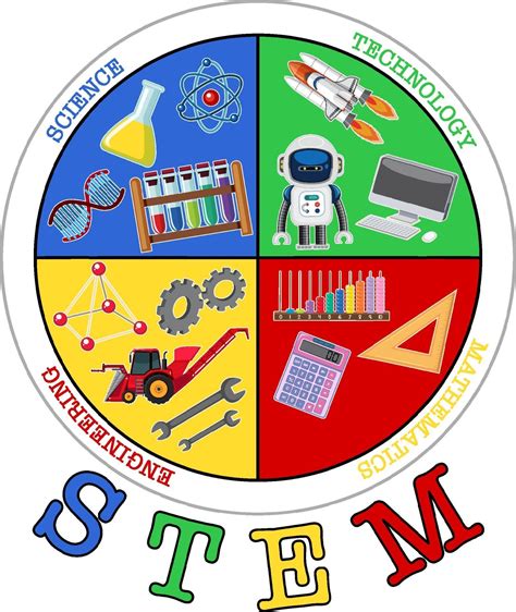 Colourful STEM education logo with learning elements 3538391 Vector Art ...