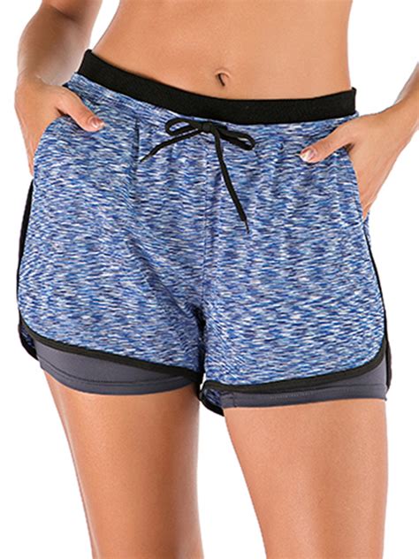 Women's Double Layer Yoga Shorts Workout Shorts Athletic Sports Active ...