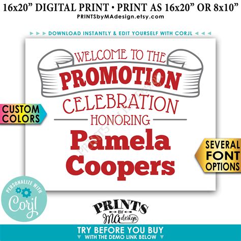 Welcome to the Promotion Celebration, Job Promotion Party Sign, Got Promoted, Custom PRINTABLE ...