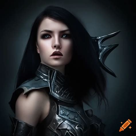 Dark fantasy female model in dragon armor