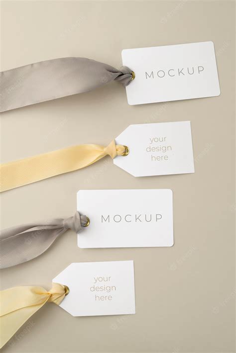 Premium PSD | Tags with ribbon design mockup