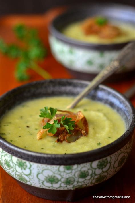 Green Cauliflower Soup with Fried Shallots | The View from Great Island