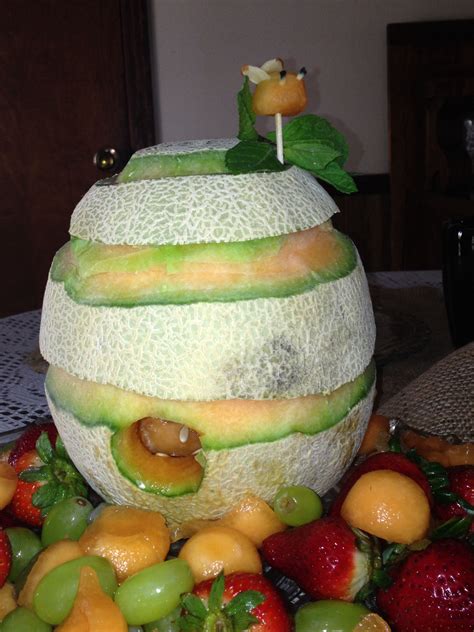 Cantaloupe Carving Beehive | Food, Cantaloupe, Bee hive