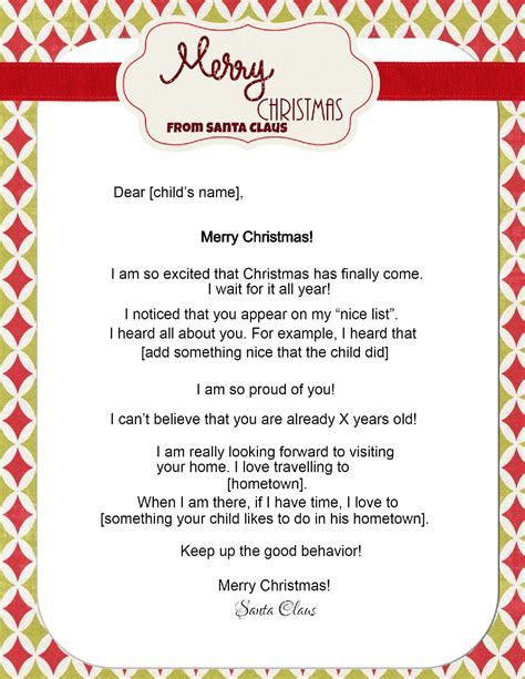 Letter From Santa Free Template