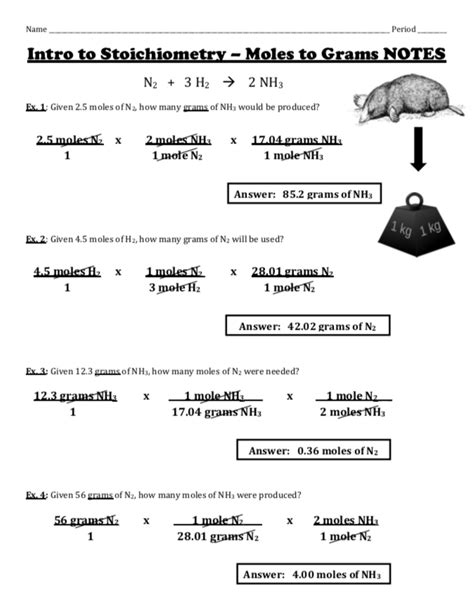 Mole Practice Problems Worksheets