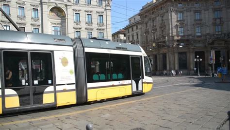 Milan, Italy - February 17 2017: Old Tram On The Streets Of Milano ...