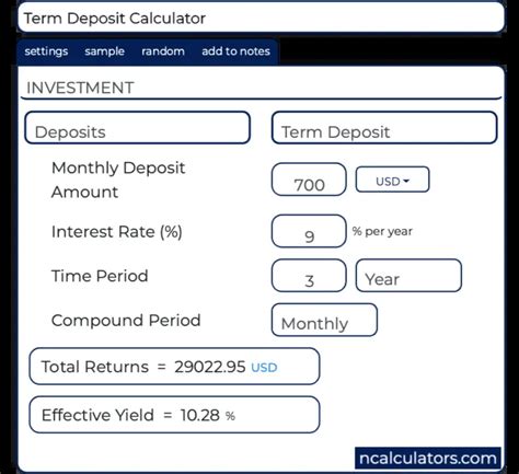 Term Deposit Calculator